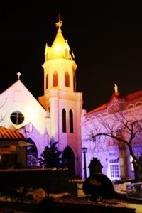 カソリック教会のライトアップ